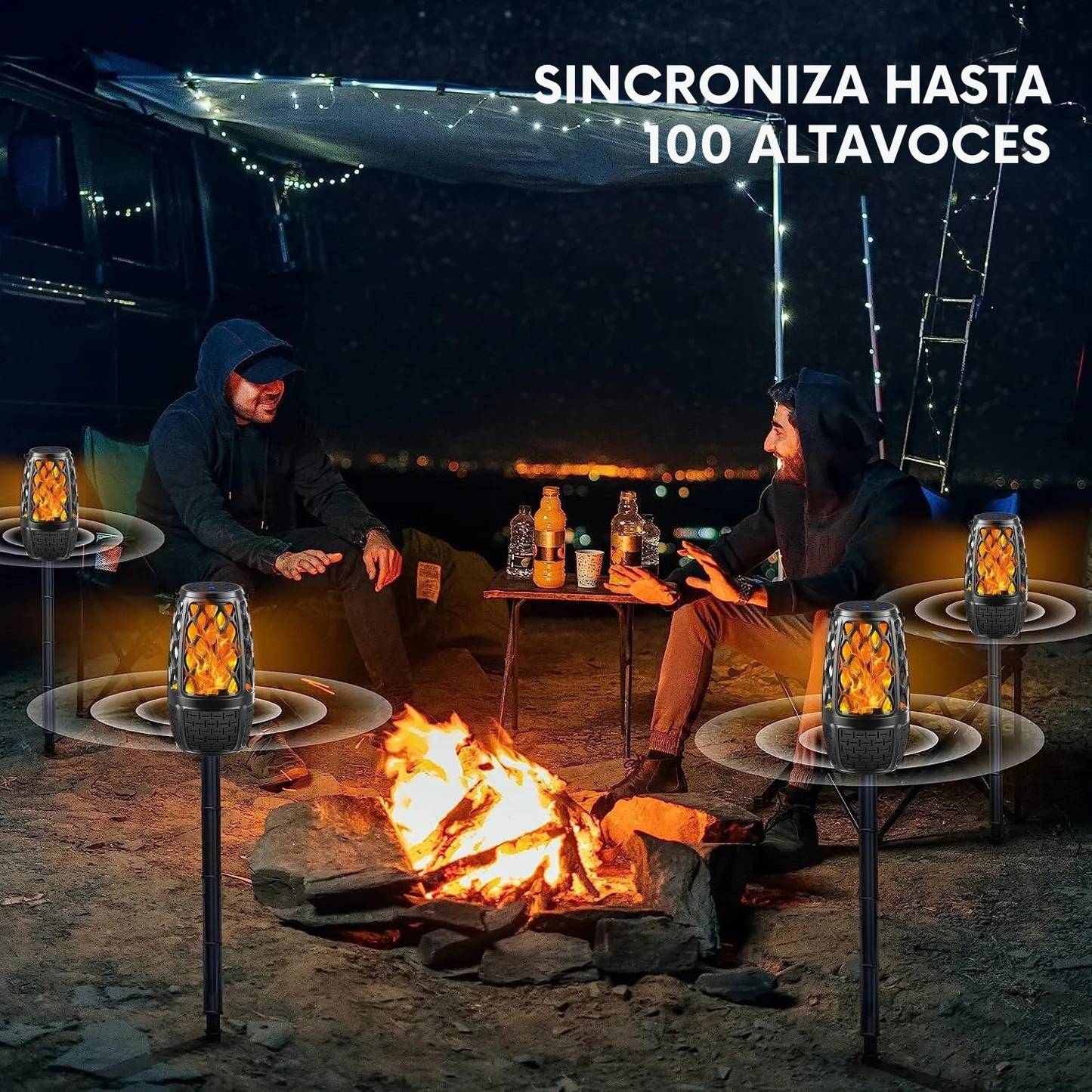 Altavoz Bluetooth Portátil con Efecto Llama